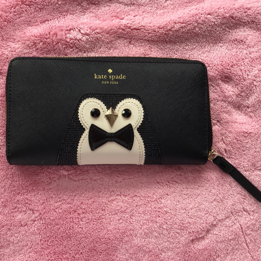Adorable black Penguin Kate Spade wallet